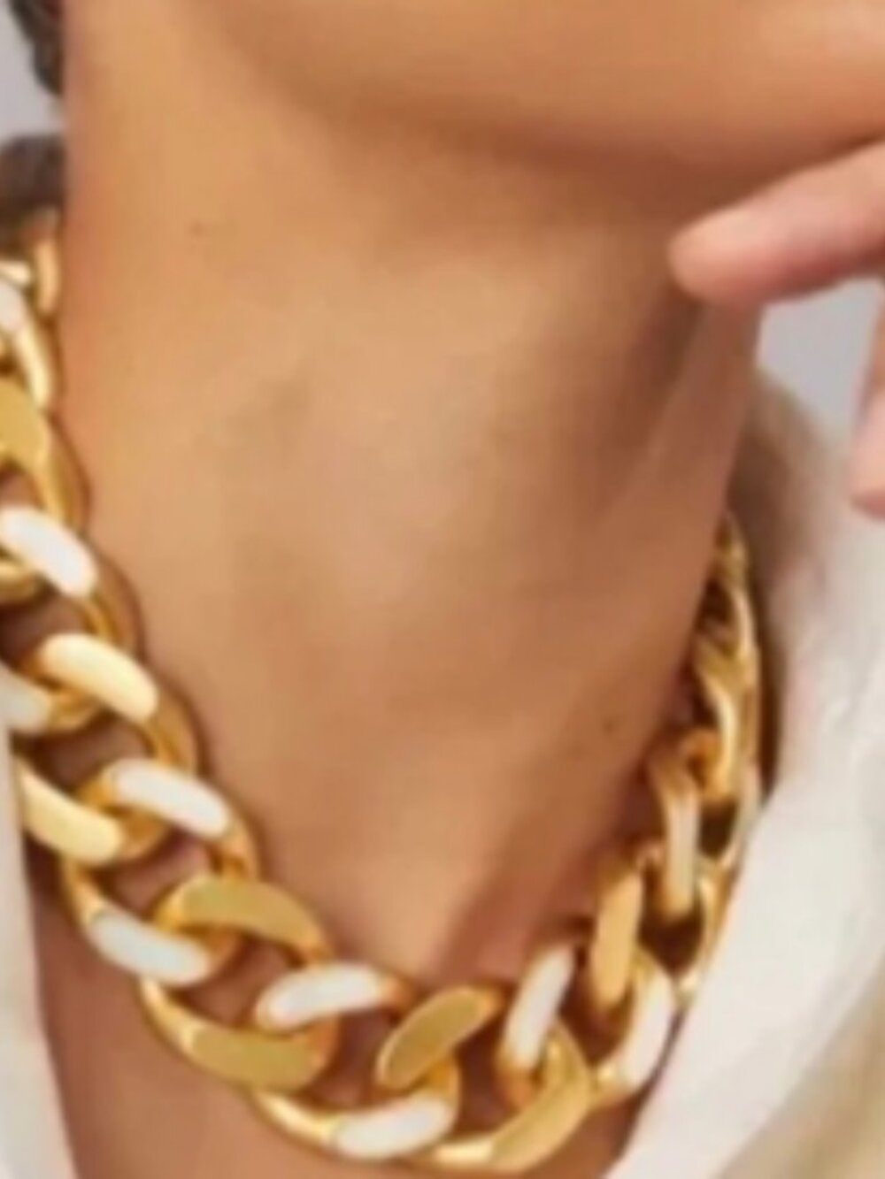 NWOT Tory Burch Roxanne Inlay Chunky Gold Statement Necklace - Picture 6 of 6